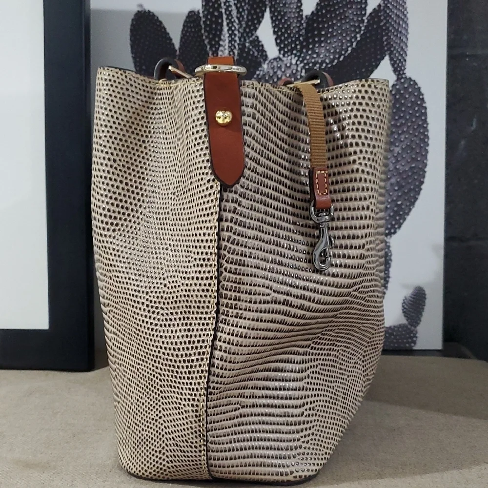 Dooney & Bourke Textured Cream and Brown Tote